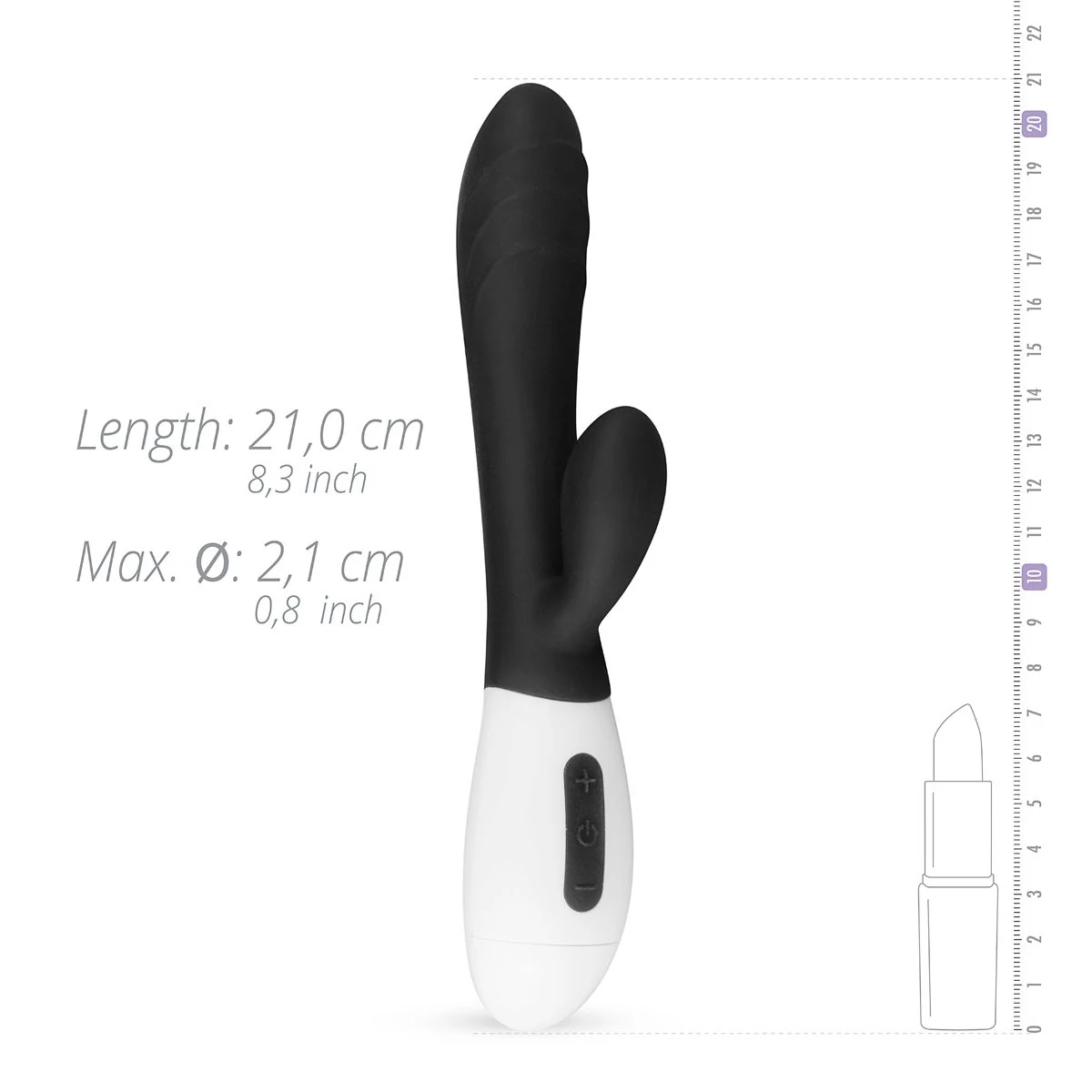 Schwarzer Teazers Vibrator mit 200 mm Länge und 28 mm Durchmesser