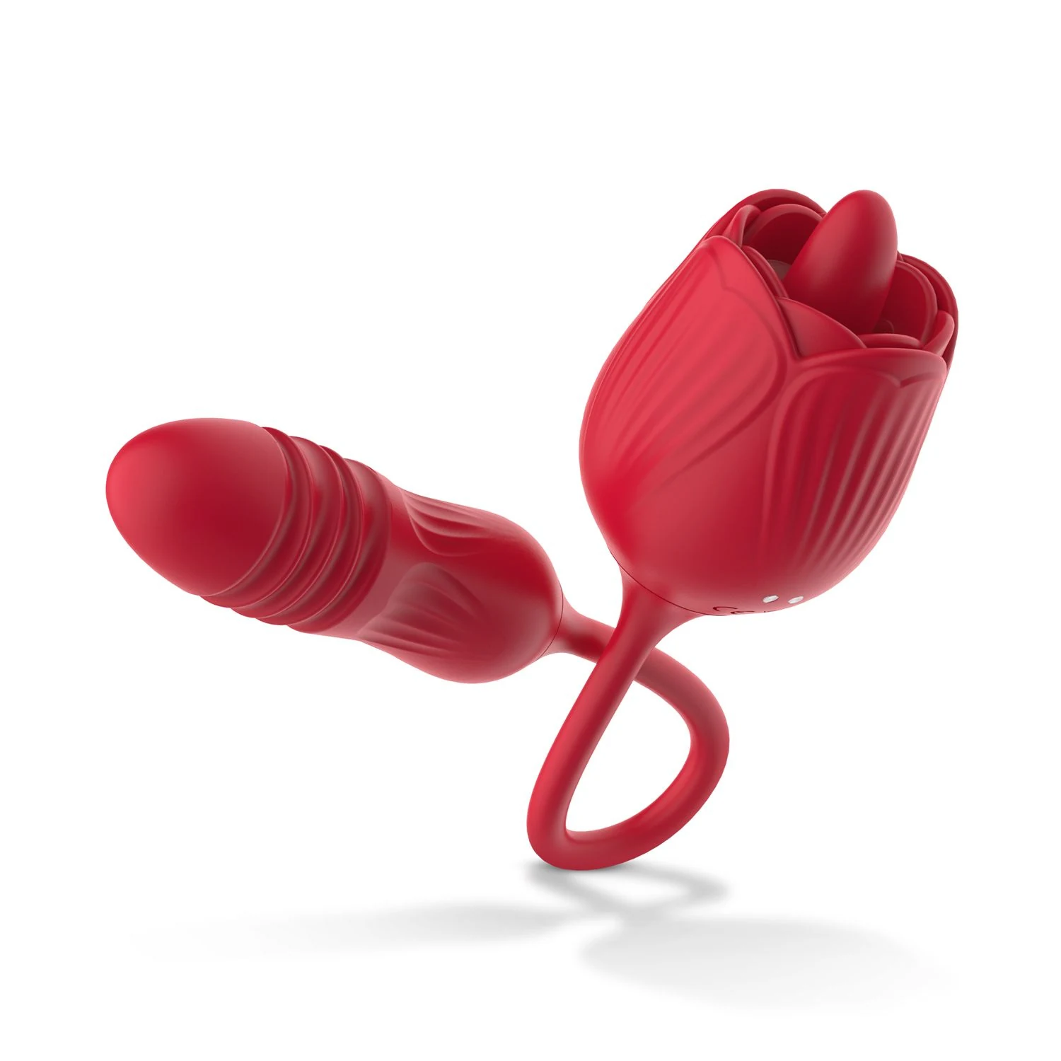 Roter Klitoris Vibrator mit Penetrationsfunktion von Teazers