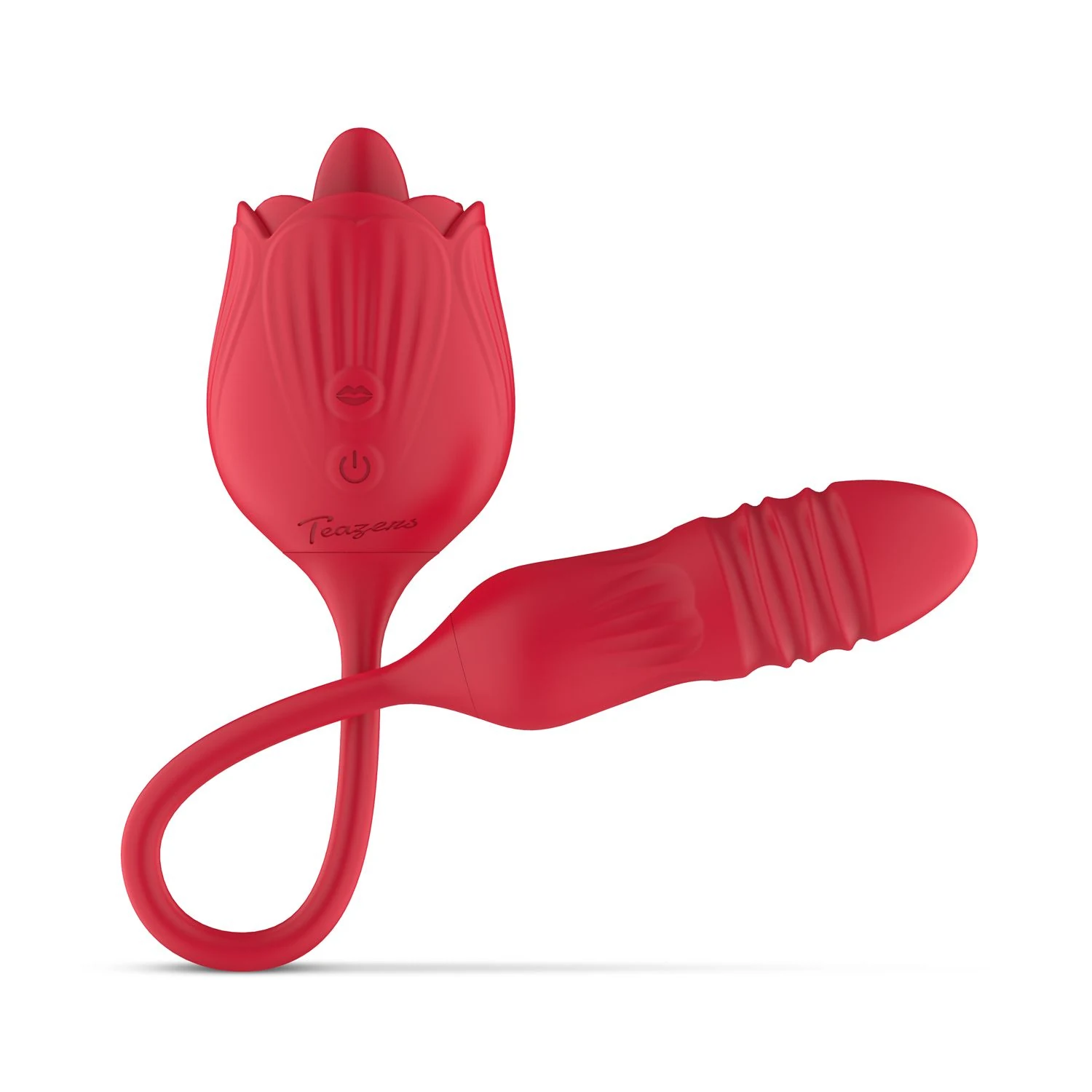 Wiederaufladbarer Rose Vibrator in Rot mit USB-Ladekabel