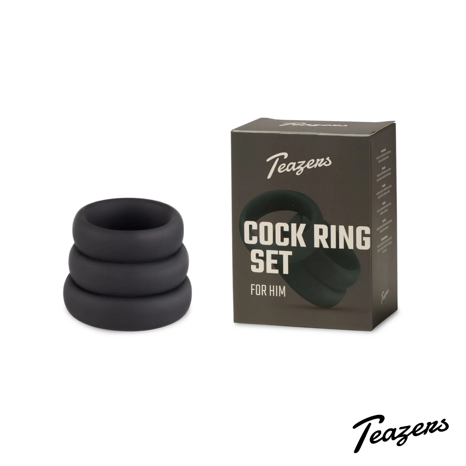 Schwarze Silikonpenisringe von Teazers als Set für Ihn