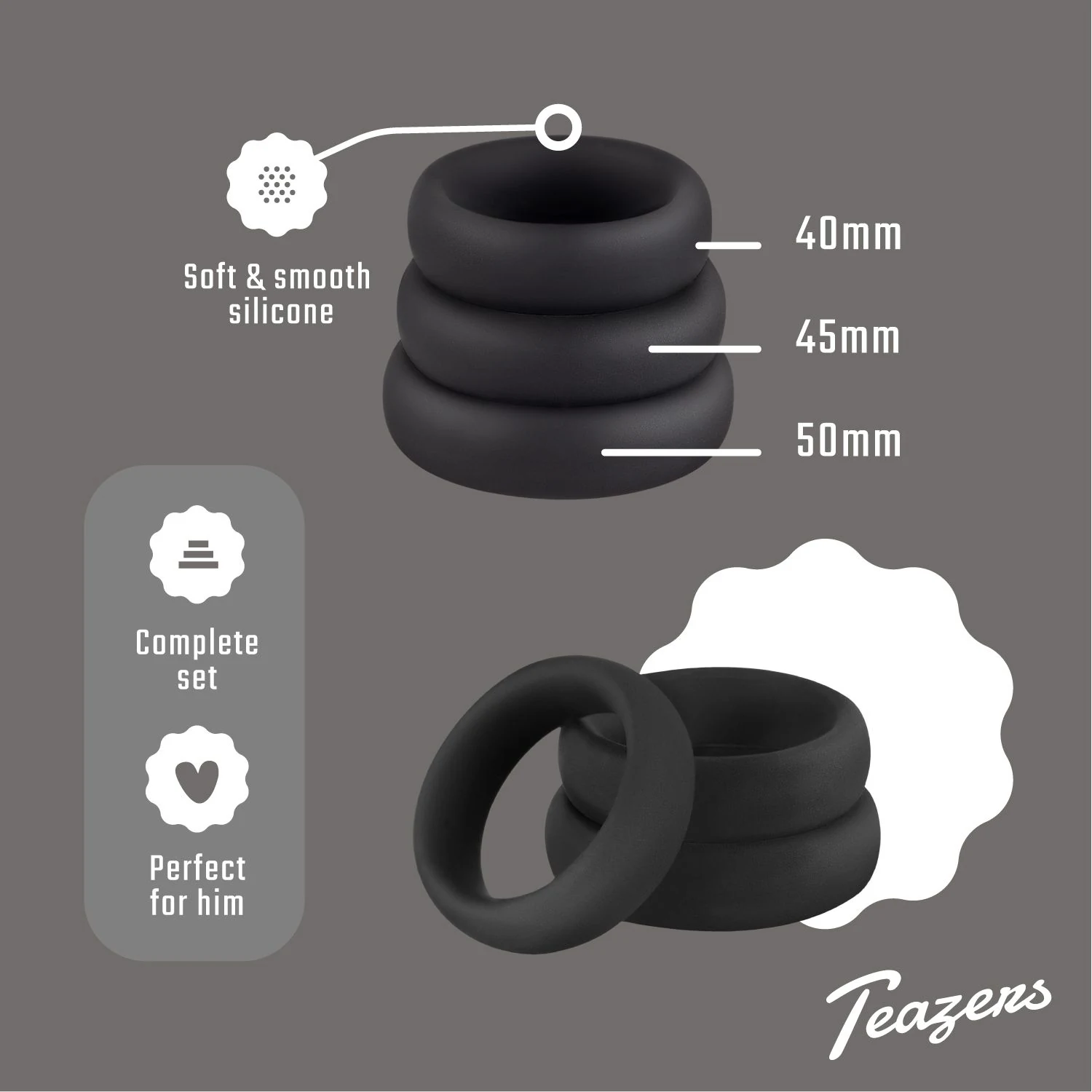 Teazers Penisringe in Schwarz für Penis-Stimulation