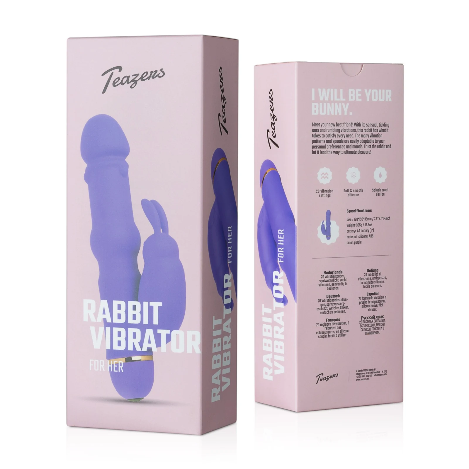 Sehr leiser Rabbit Vibrator in Lila mit Drucktaste an der Unterseite