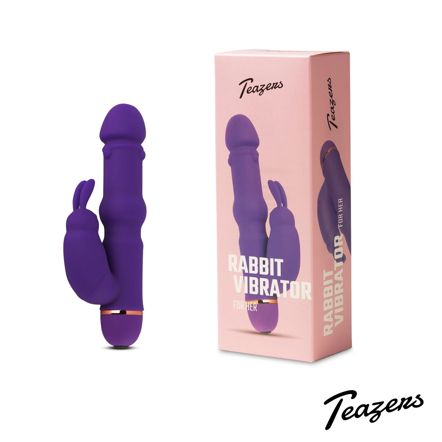 Lila Rabbit Vibrator von Teazers mit runder Spitze und traditionellem Design