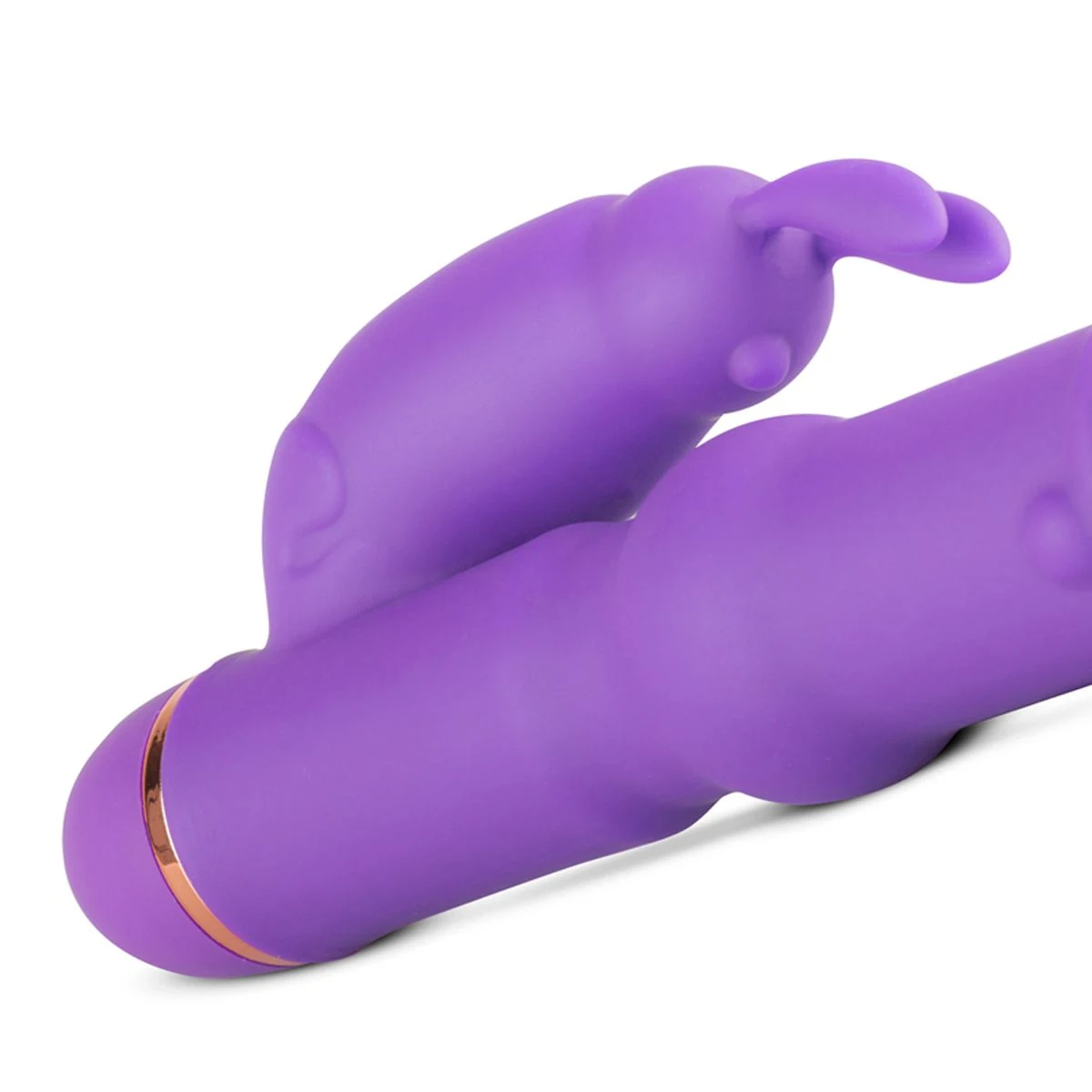 Rabbit Vibrator aus Silikon mit flexiblem Schaft und runder Eichel an der Spitze