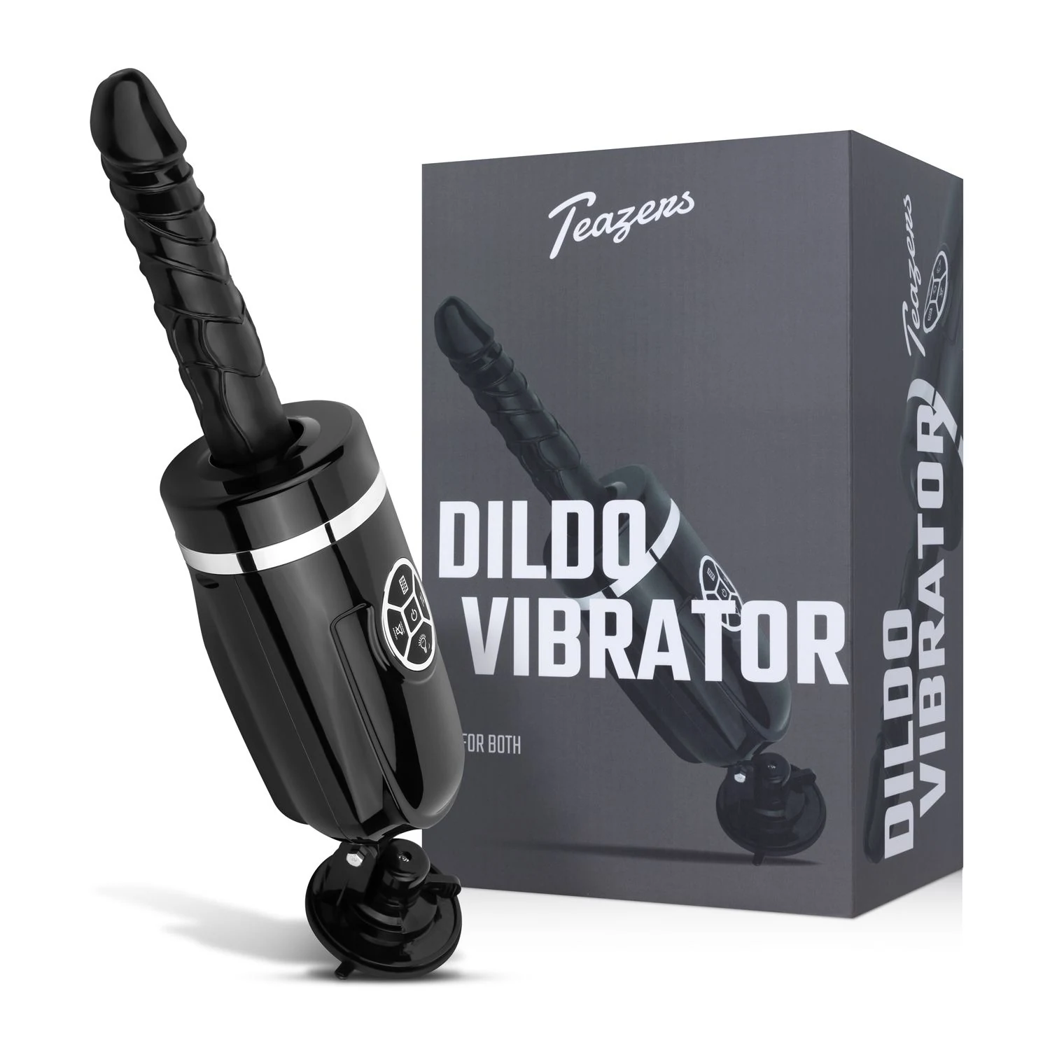 Schwarzer Teazers Dildo mit Stoßfunktion und Vibration
