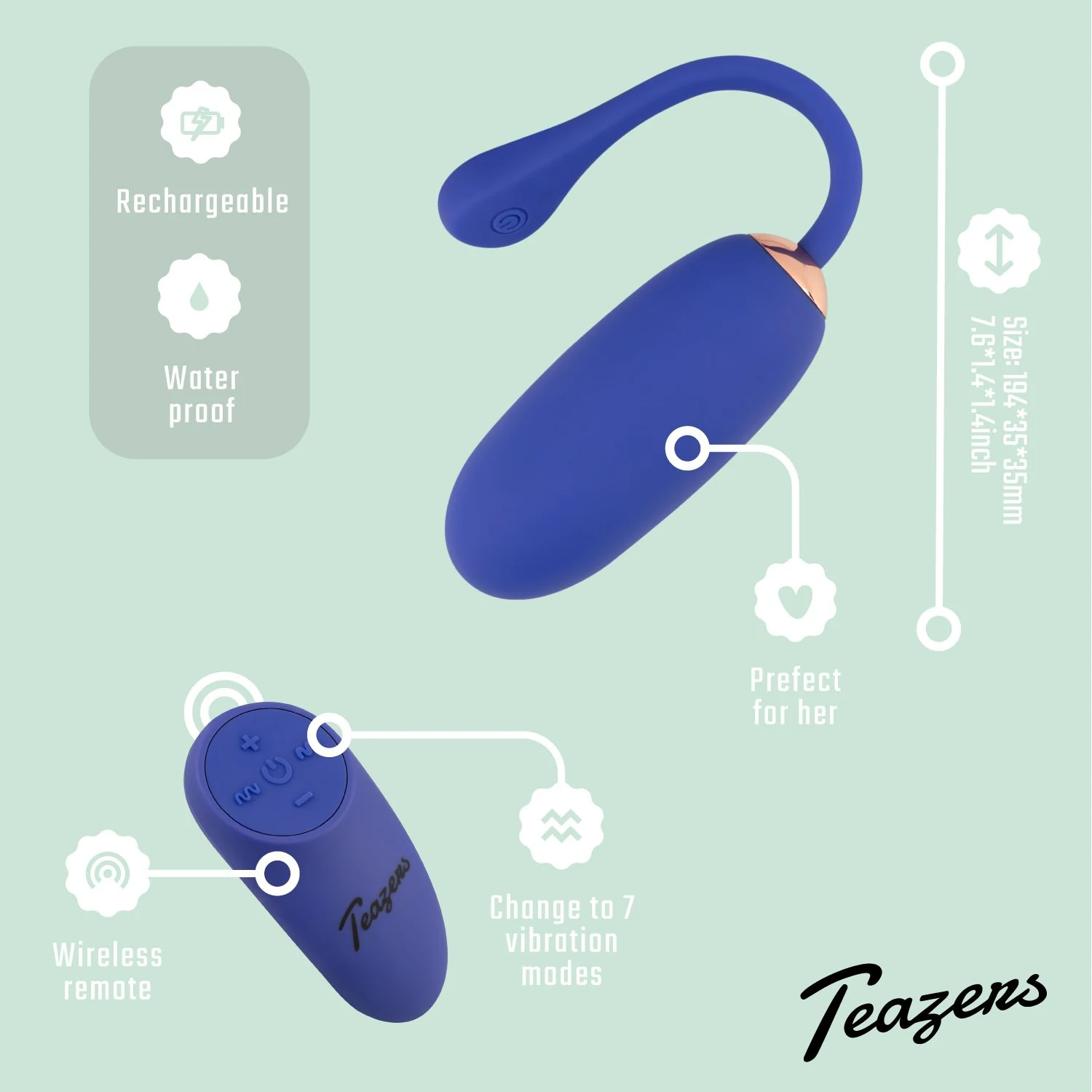 Teazers Vibro-Ei mit 80 mm Einführtiefe