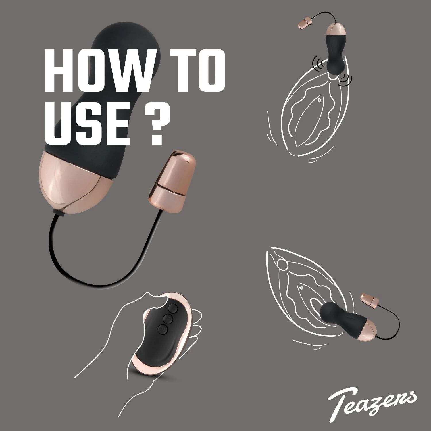 Teazers Vibro Ei in Schwarz mit gebogener Spitze und Funkfernbedienung