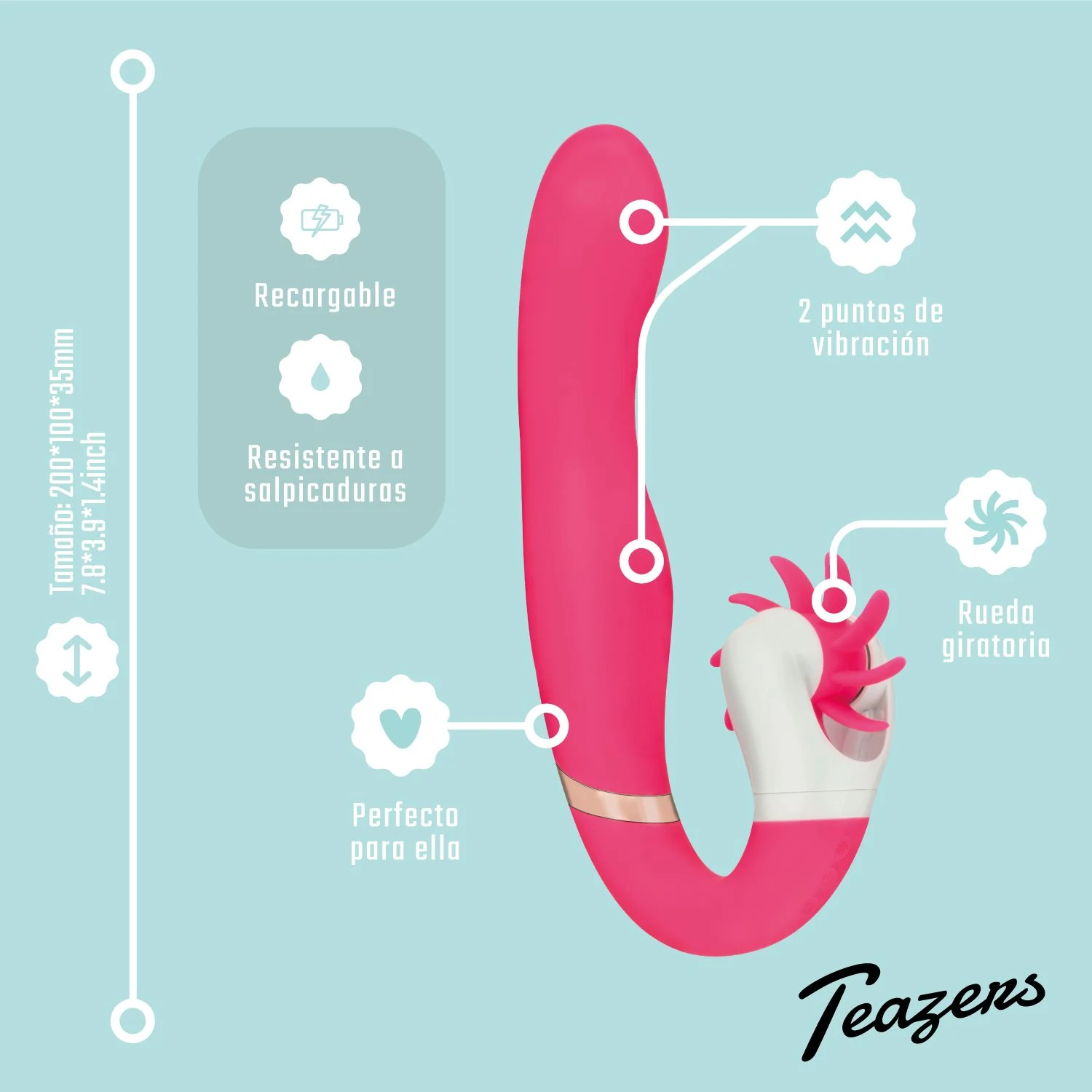 Teazers Wheelie Vibe Vibrator rosa, spritzwassergeschützt