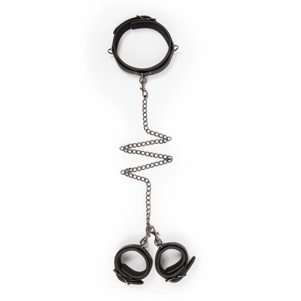 Schwarzes Halsband mit Handgelenkmanschetten und Clipverschlüssen von Toys Fetish