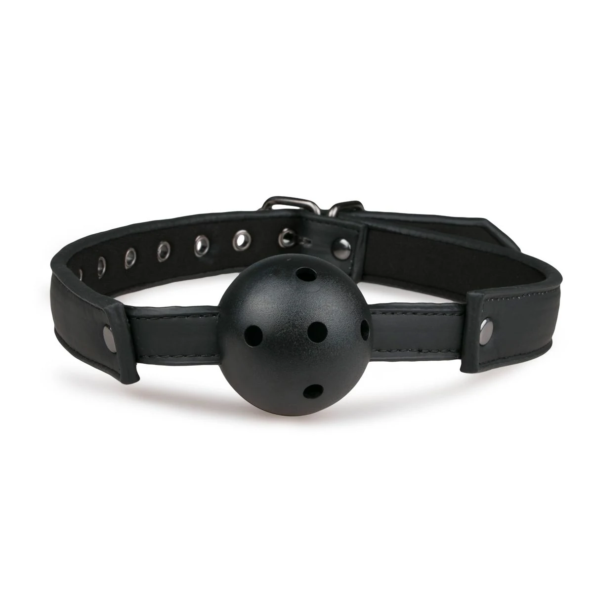Kugelknebel schwarz für Bondage mit verstellbarem Riemen von 43 bis 61,5 cm