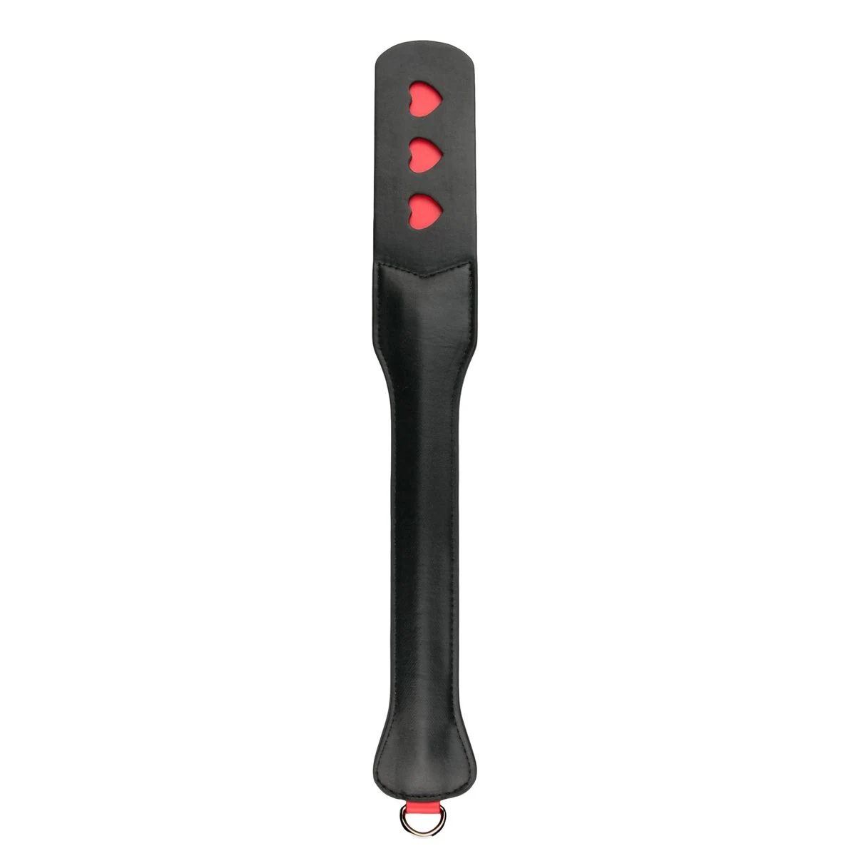 Toys Fetish lange Lederklatsche mit Herz in Schwarz und roten Herzausschnitten