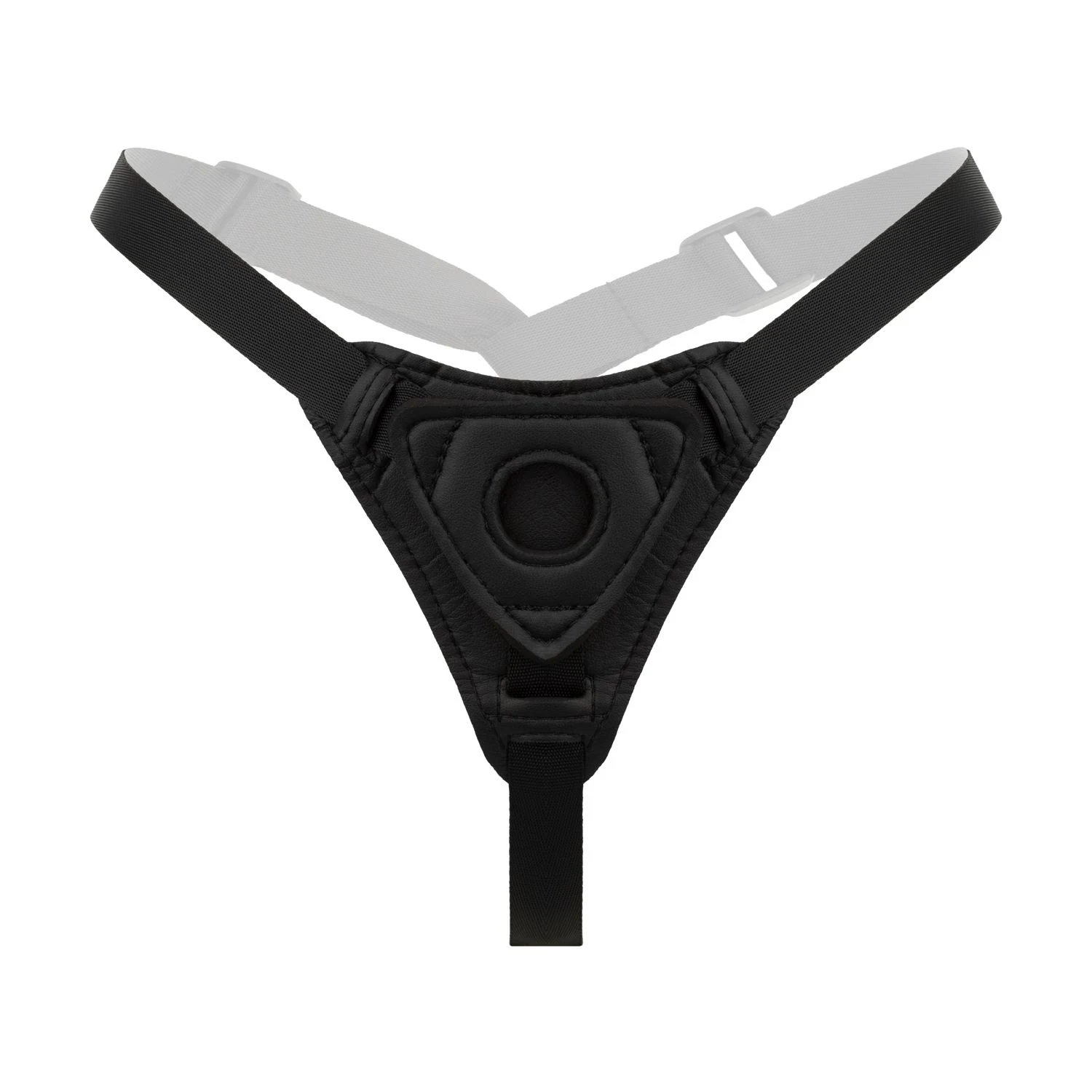Schwarzer glatter Silikondildo mit Gurtzeug aus der Toys Fetish Collection