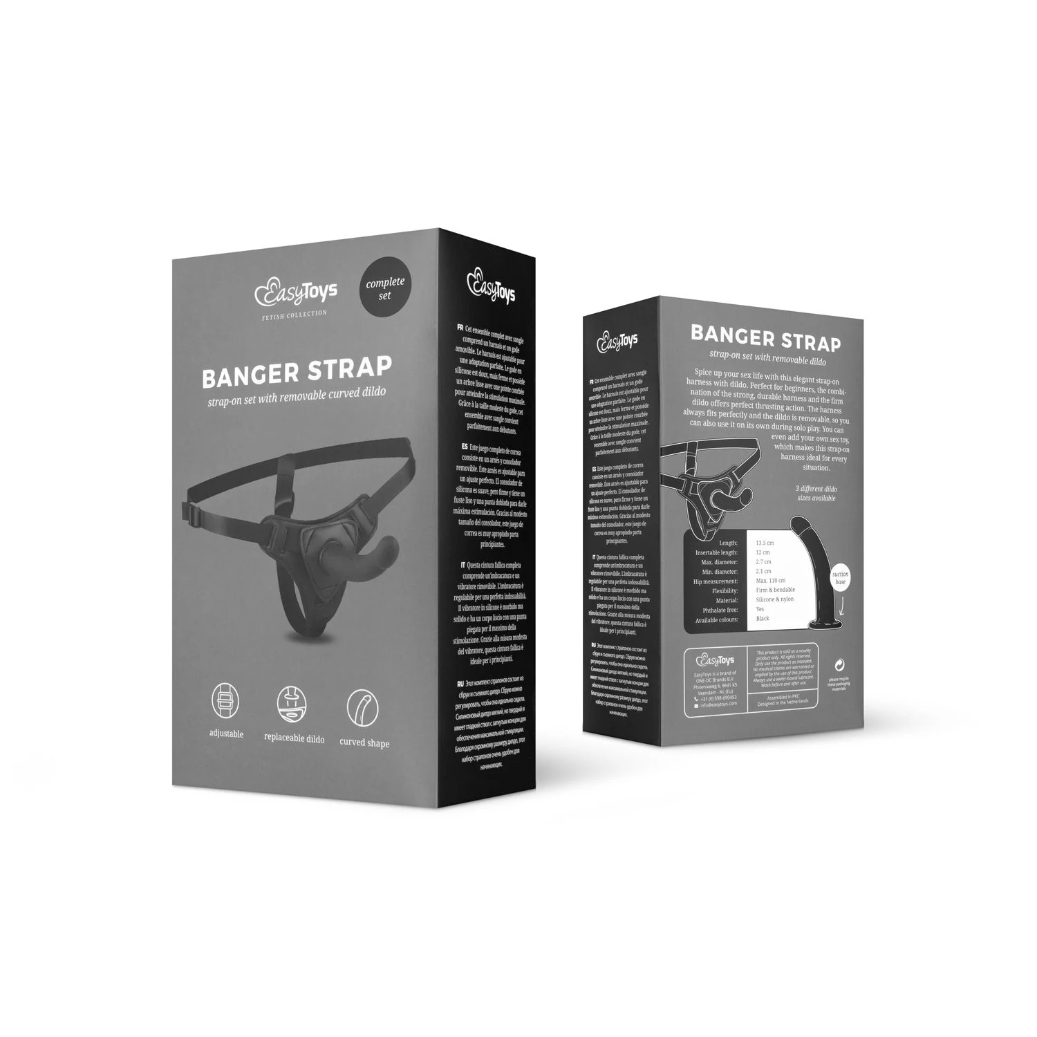 Schwarzes Strapon-Set mit Silikondildo für wasserbasiertes Gleitmittel