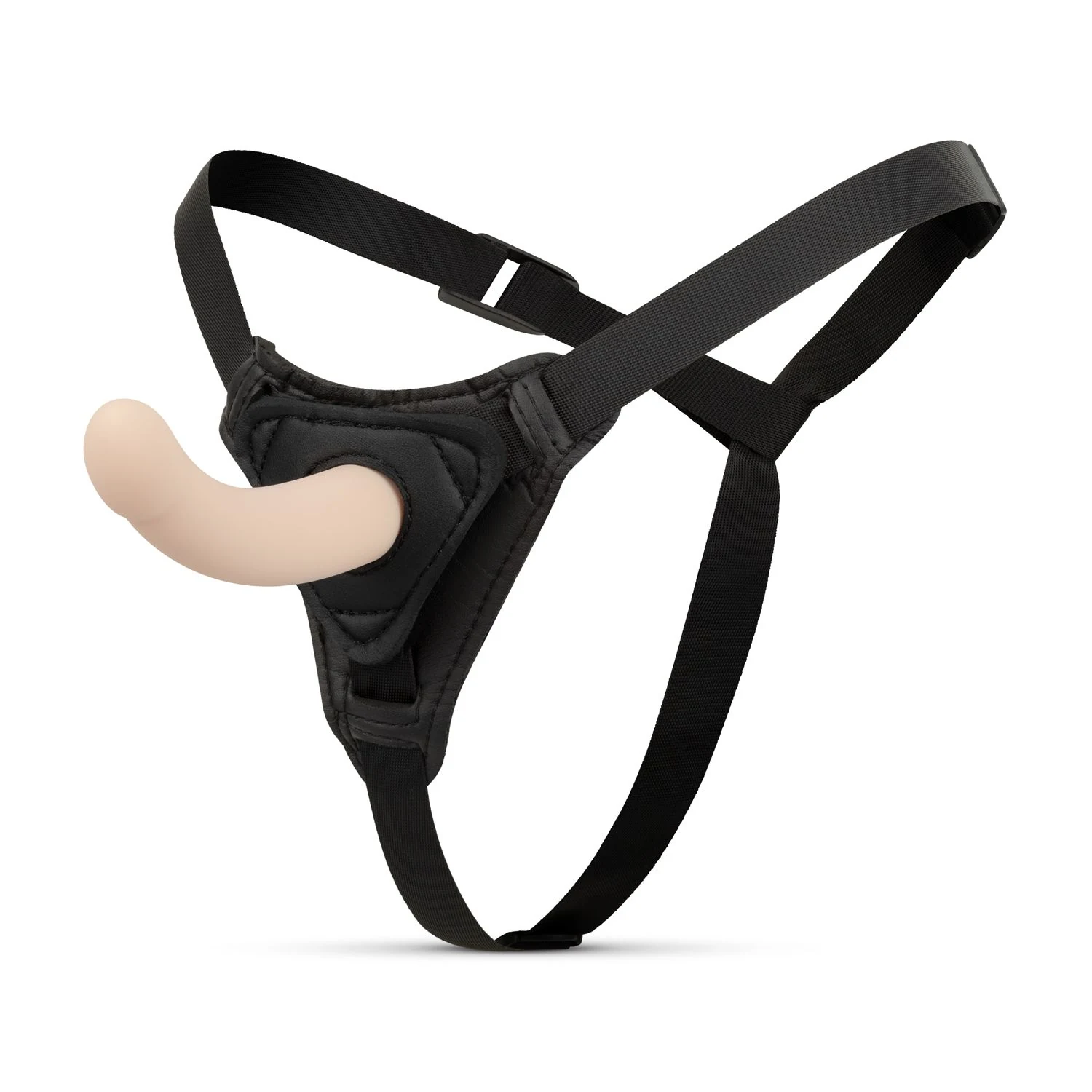 Toys Fetish Strap-On-Dildo mit Gurt in Beige, gebogene Form und glatte Oberfläche