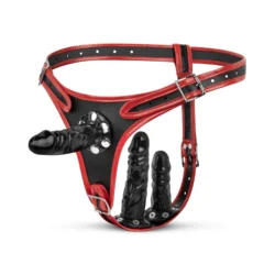 Toys Fetish Triple Strap-On Harness mit drei abnehmbaren Dildos
