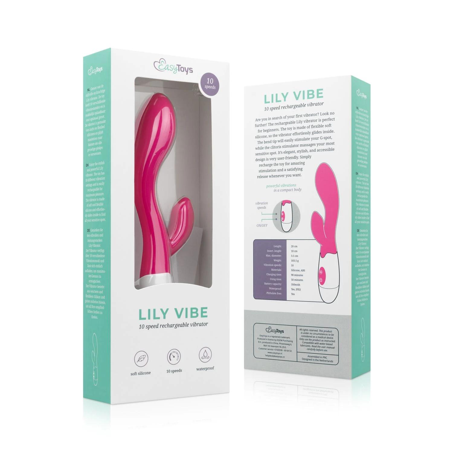 Wiederaufladbarer Rabbit Vibrator von Toys Vibe Collection mit flexiblem Silikon