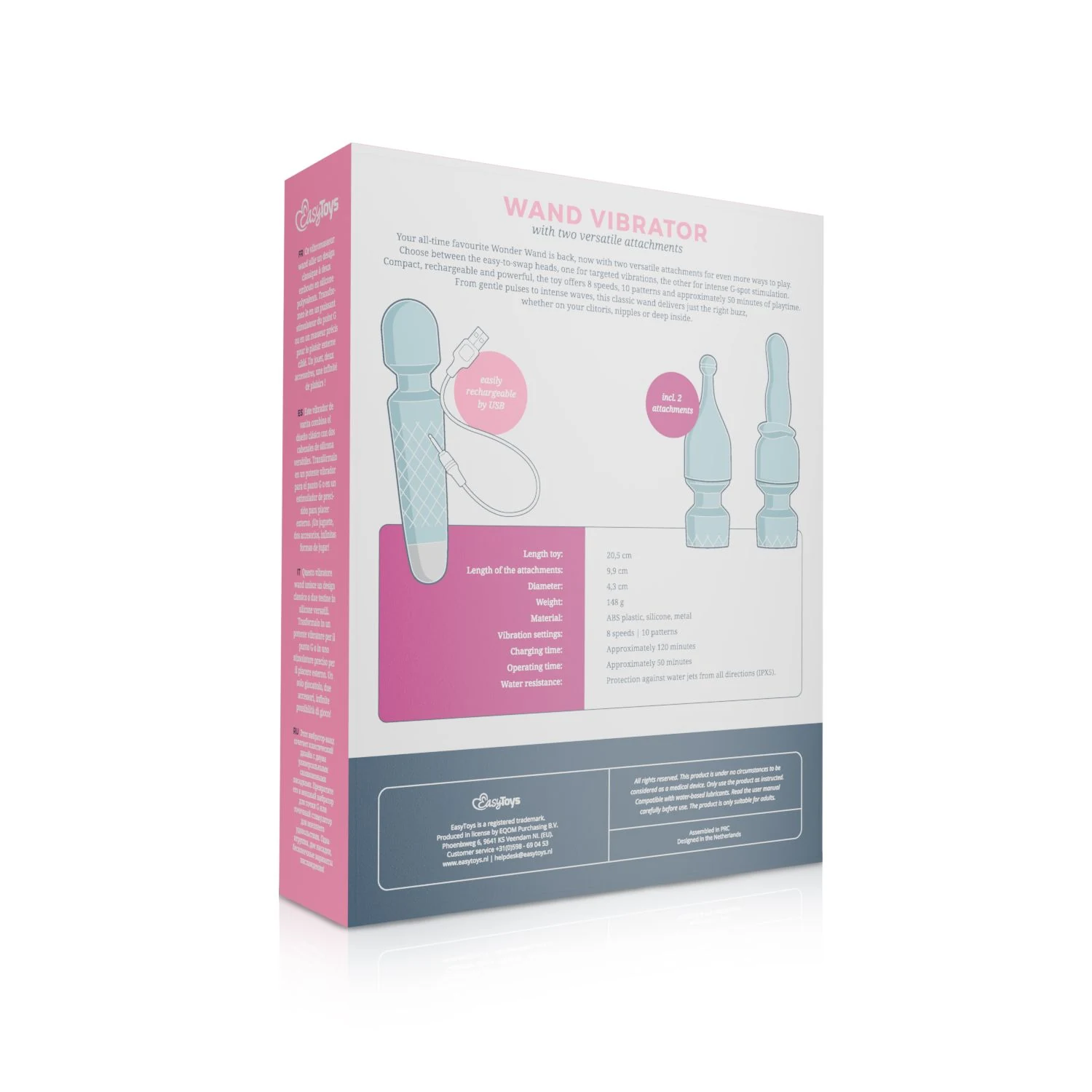 Blauer Vibrator mit Druckknopf-Bedienung und variierenden Vibrationen