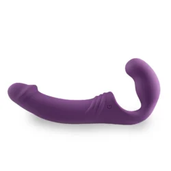 Trägerloser Strap-on-Vibrator in Lila mit ergonomischer Form