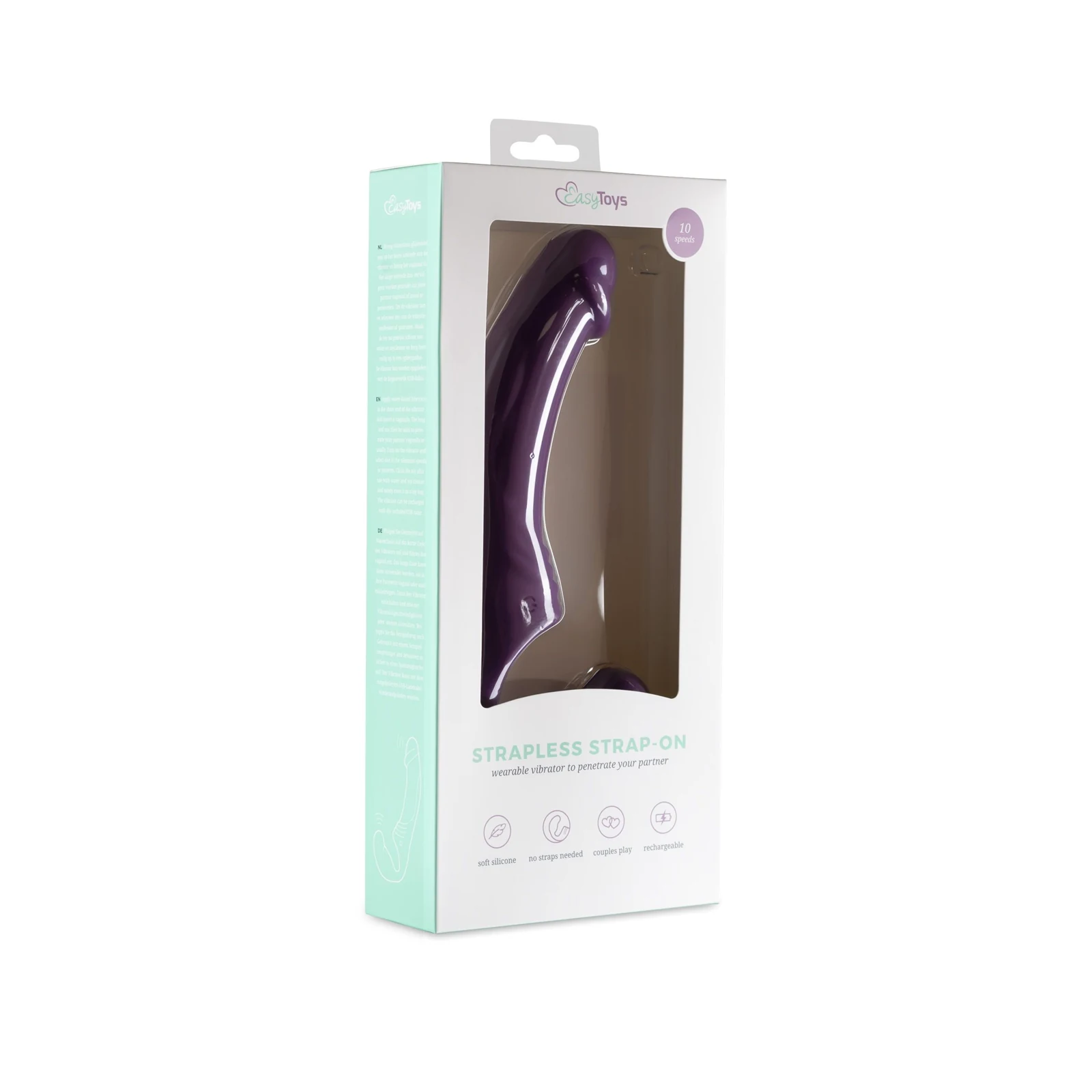 Trägerloser Vibrator lila mit Druckknopf-Bedienung
