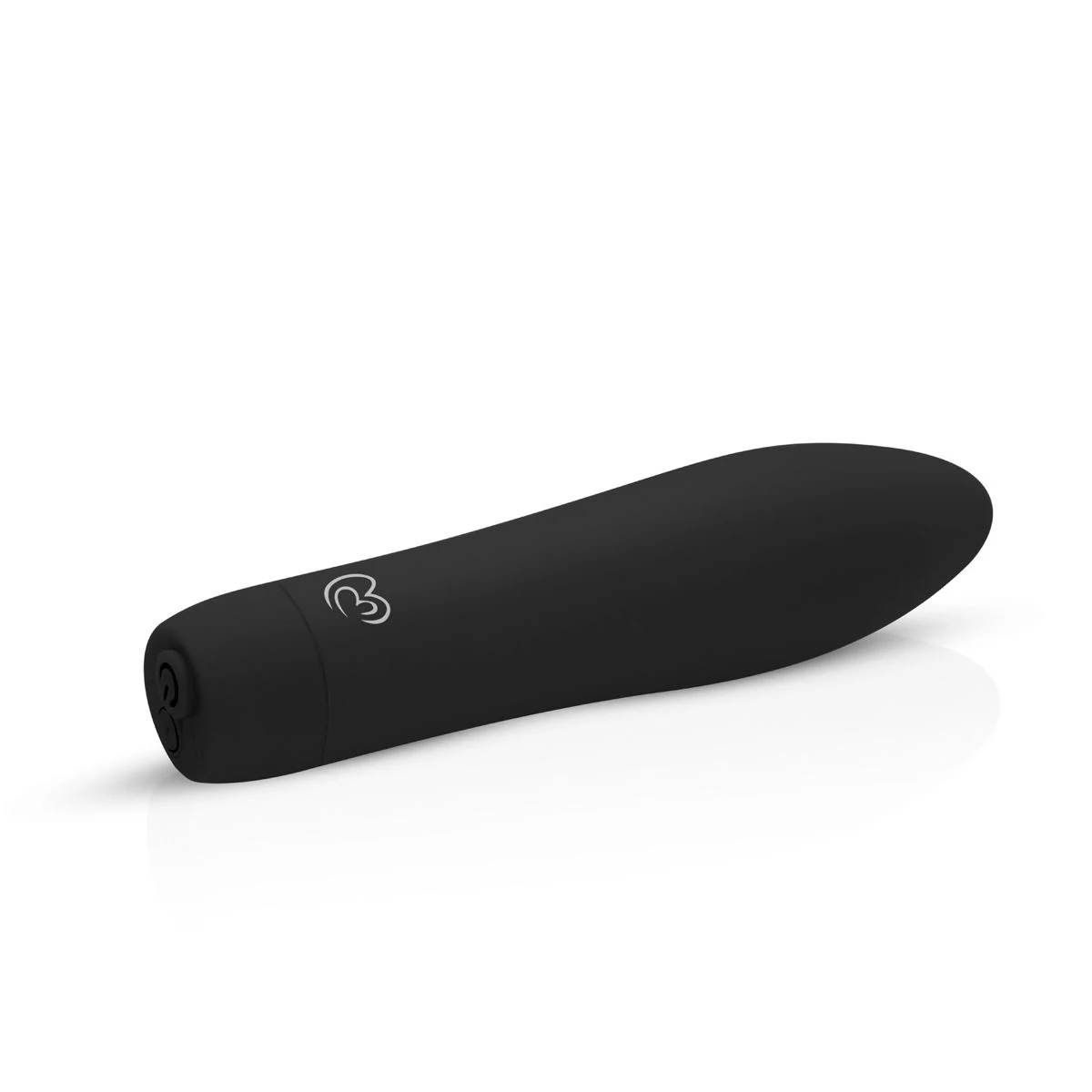 Schwarzer Velvet Vibe Vibrator mit Druckknopf an der Unterseite