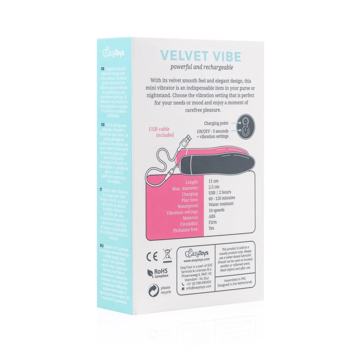 Rosa Mini Vibrator mit 110 mm Länge und 25 mm maximalem Durchmesser