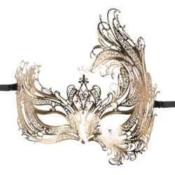 Durchbrochene venezianische Maske in Gold von Toys Fetish mit Strasssteinchen