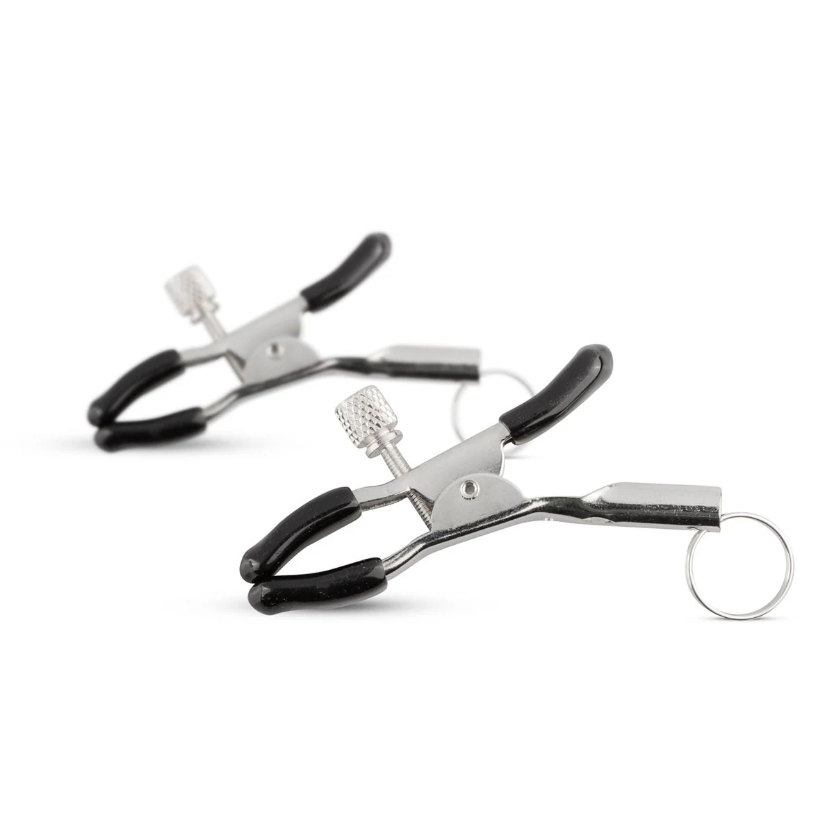 Verstellbare Nippelklemmen in Silber mit seitlicher Schraube und Befestigungsring