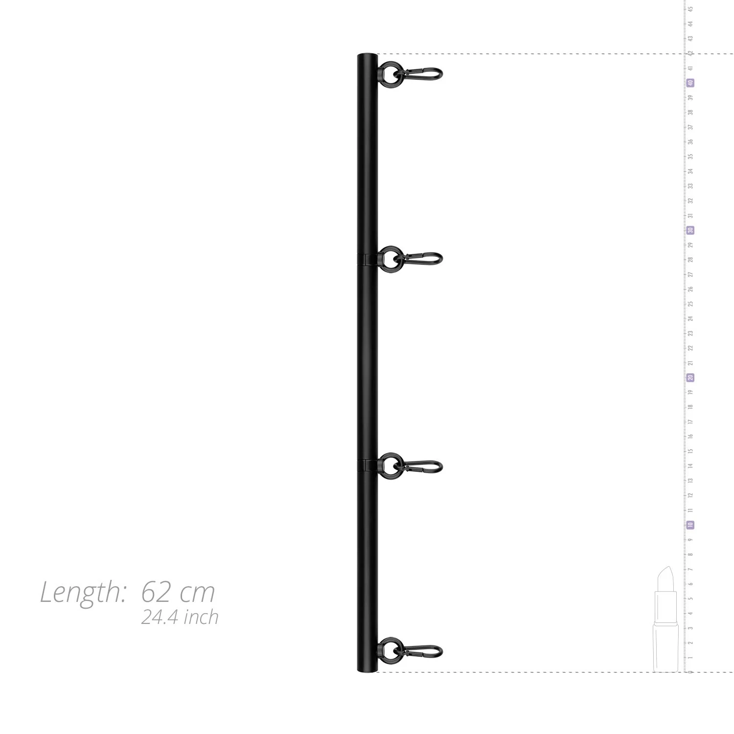 Schwarze Spreizstange 41–62 cm aus robustem, leichtem Material