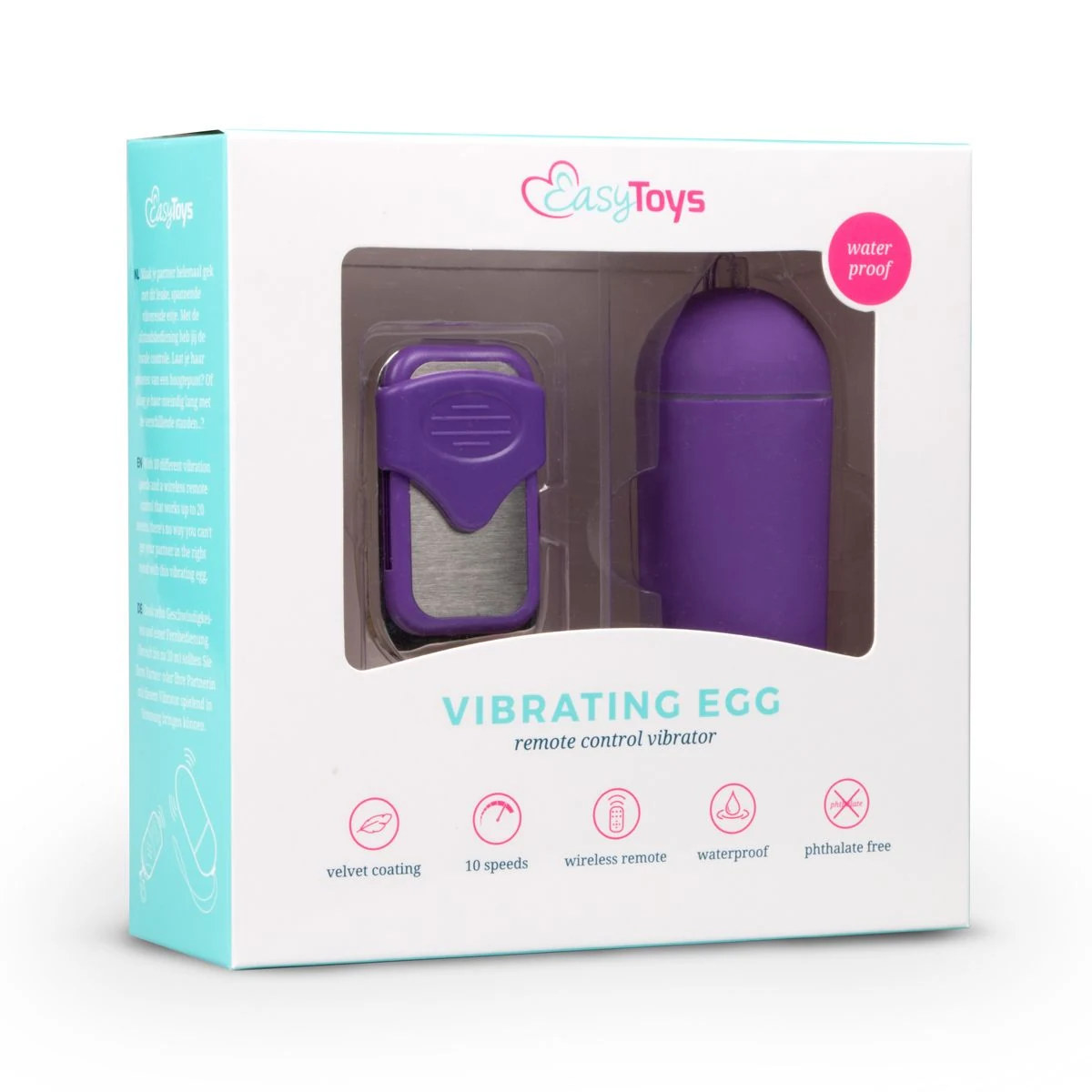 Kompaktes violettes Vibrationsei mit separater Fernbedienung