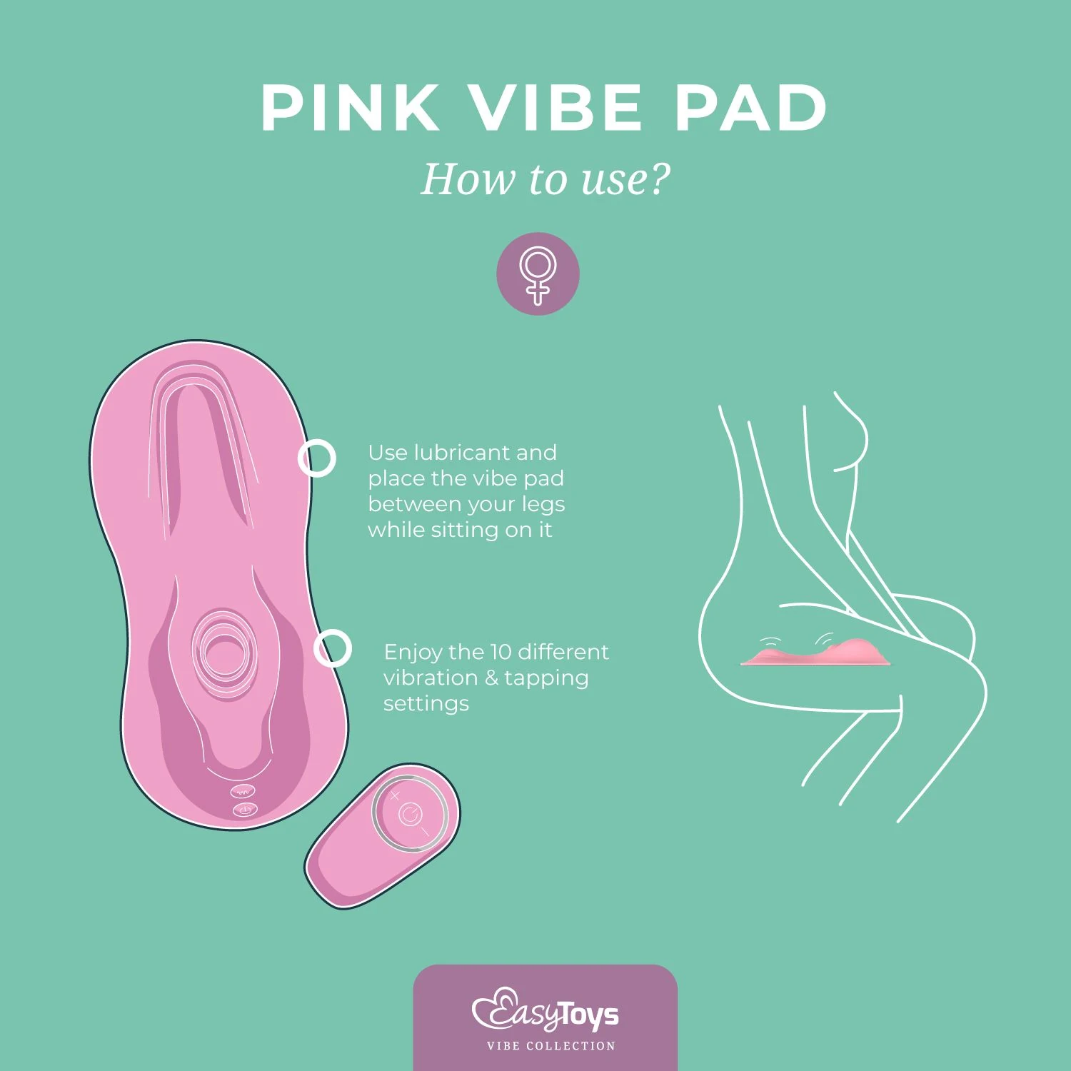 Toys Vibe Pad in Rosa mit kabelloser Fernbedienung und 10 Vibrationsmodi
