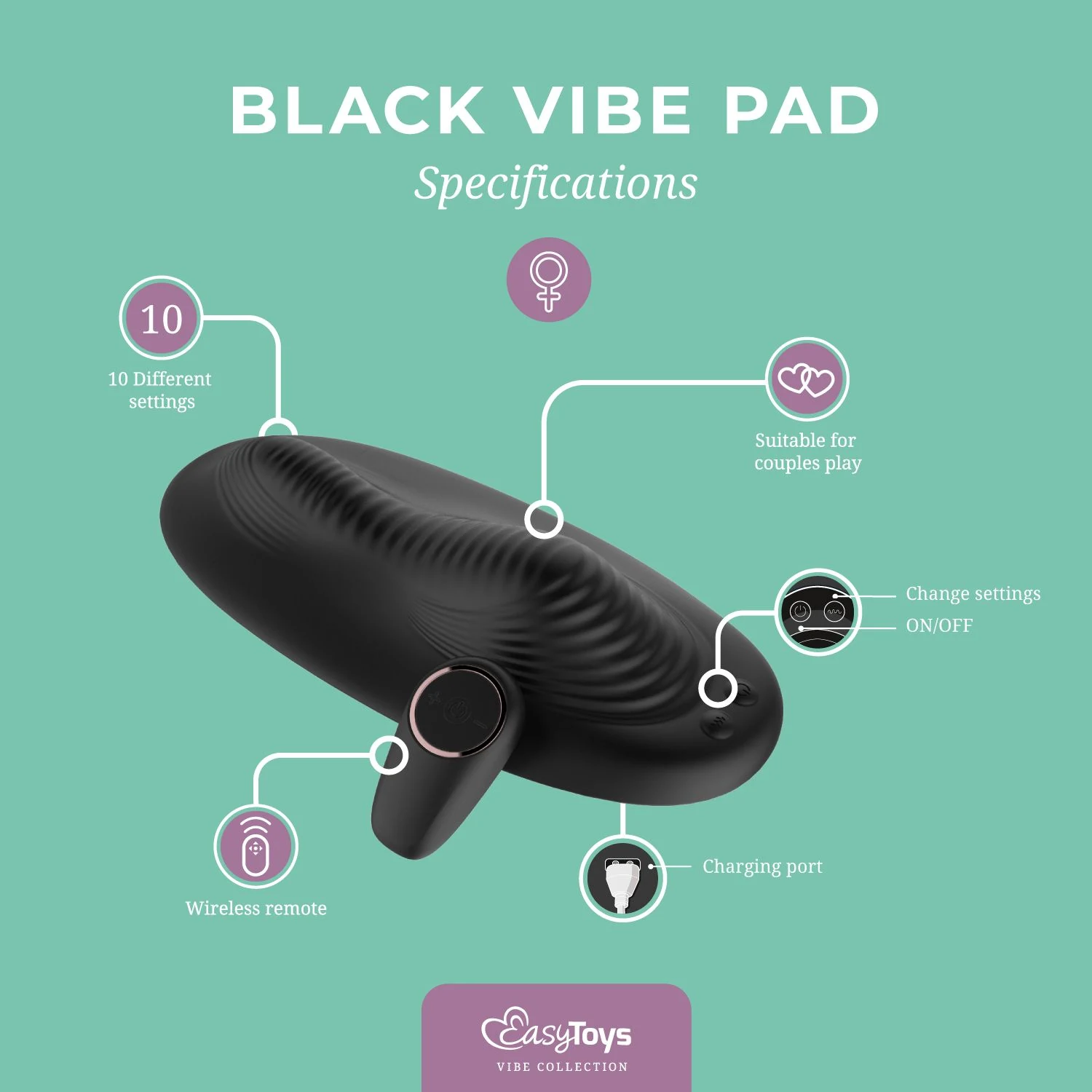 Schwarzes Vibe Pad mit breiter, organisch geformter Oberfläche