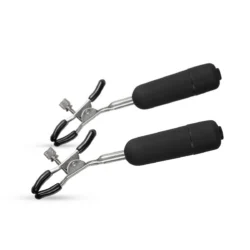 Vibrierende Nippelklemmen mit schwarzen Kugelvibratoren und verstellbaren Metallklammern