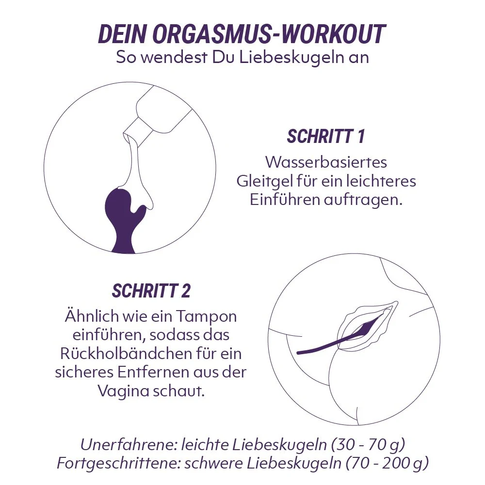 Beckenbodenkugeln mit Zugschnur und austauschbaren Gewichten für Einsteigerinnen