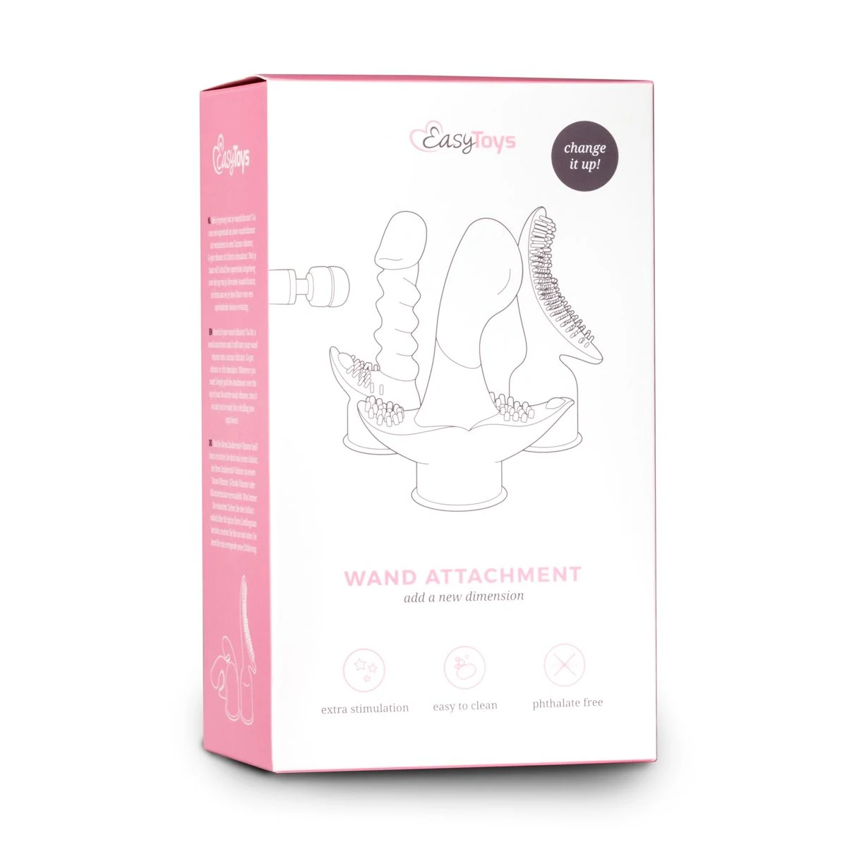 Rosa Wand Vibrator Aufsatz mit Riffeln und kleinem Klitorisstimulator