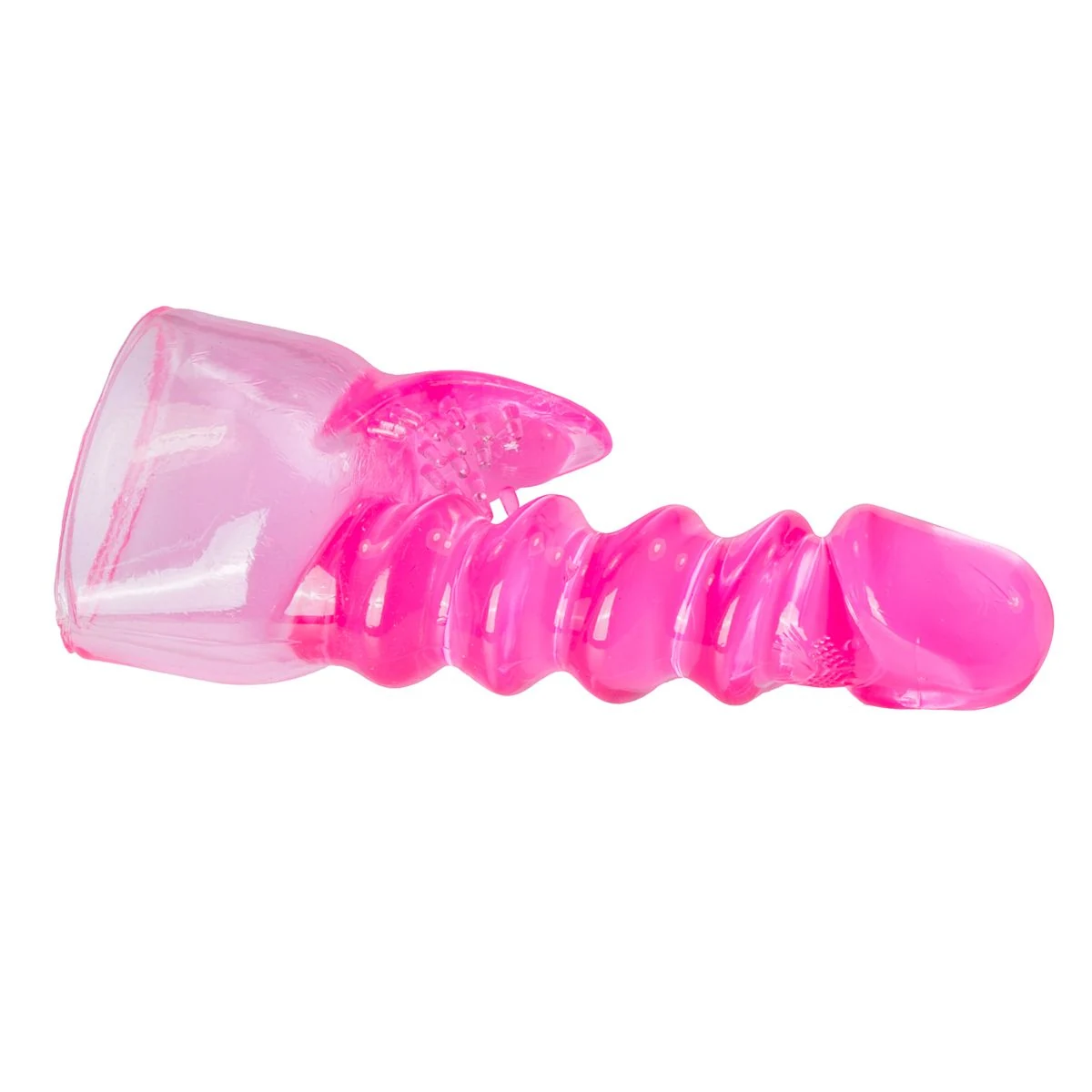 Aufsatz in Pink für Wand Vibrator mit dehnbarem Unterteil und strukturierter Oberfläche