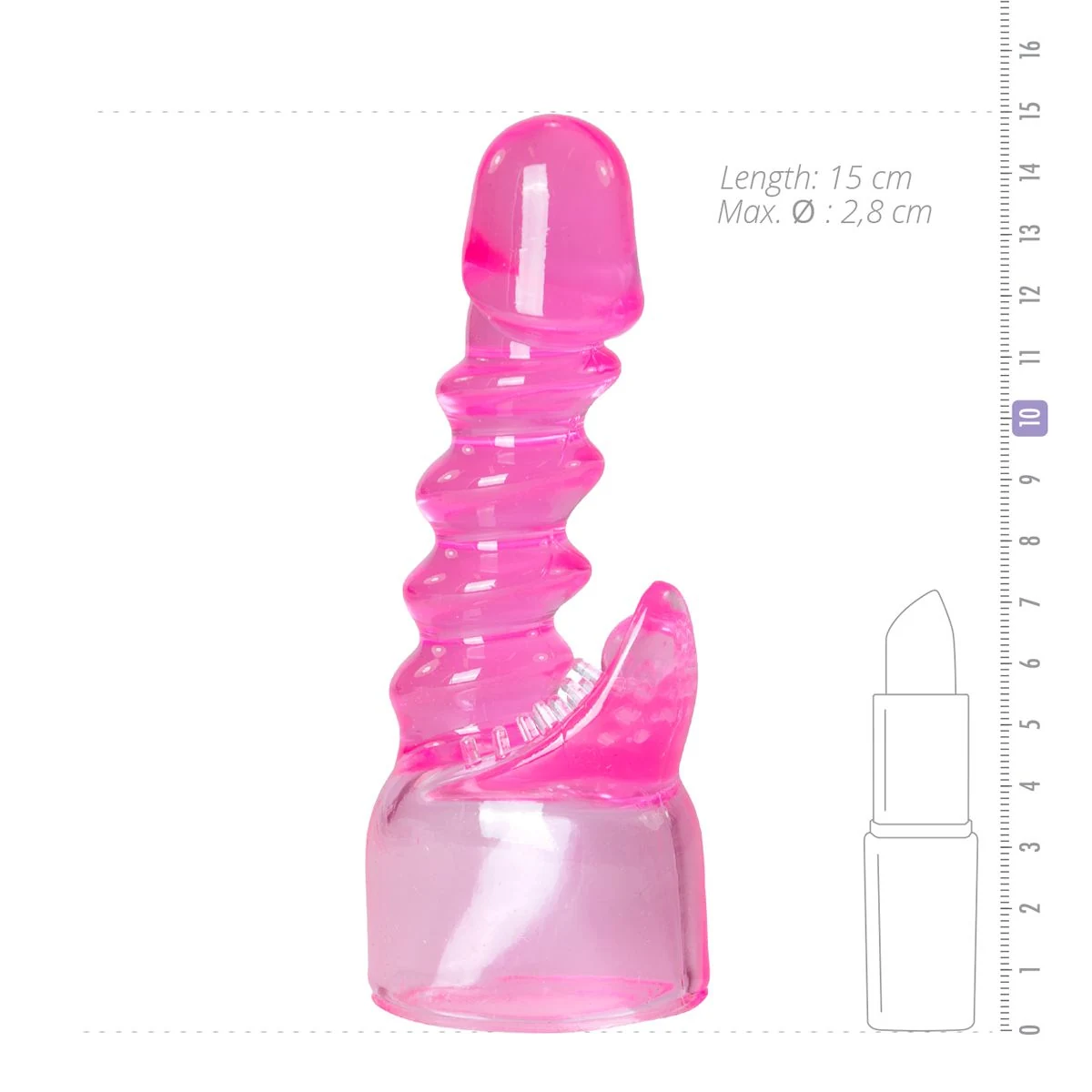 Toys Wand Collection Aufsatz rosa mit Riffeln, Länge 150 mm und 50 mm Außendurchmesser