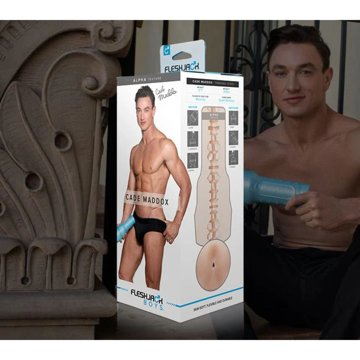 Beiger Fleshjack Masturbator für ihn mit Anusöffnung und festem Kunststoffgehäuse