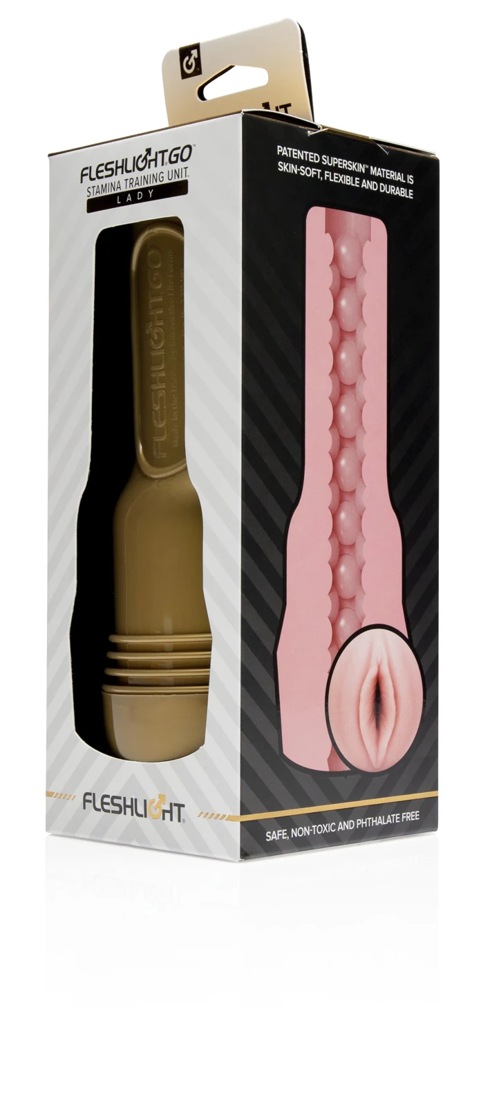 Beiger Fleshlight Masturbator mit Vaginalöffnung und strukturierter Innenhülle