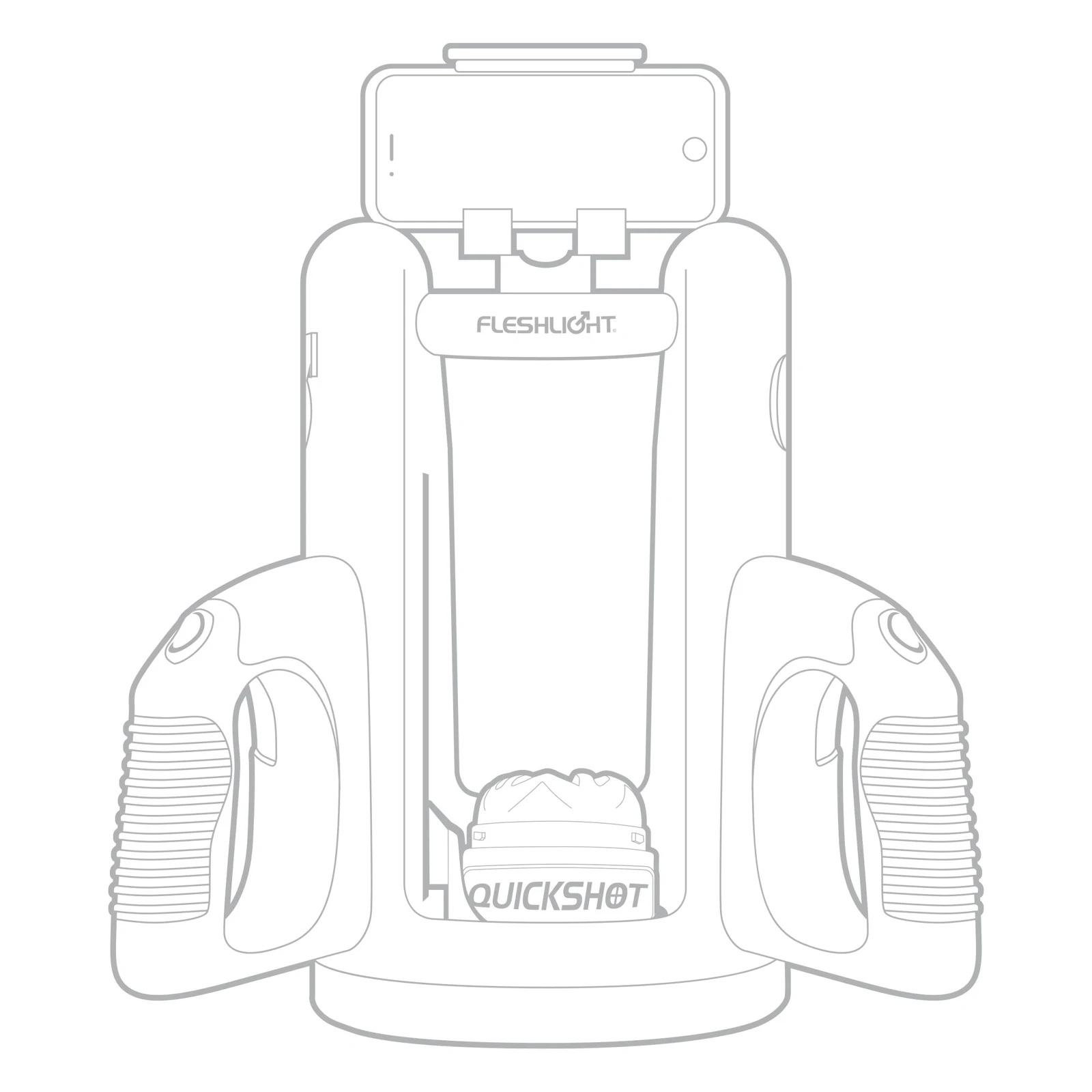 Fleshlight Quickshot Launch mit Smartphone-Halterung an der Oberseite