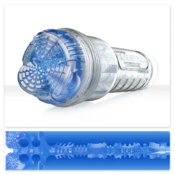 Fleshlight Turbo Core Ice Masturbator mit transparentem Einsatz und blauem Gehäuse