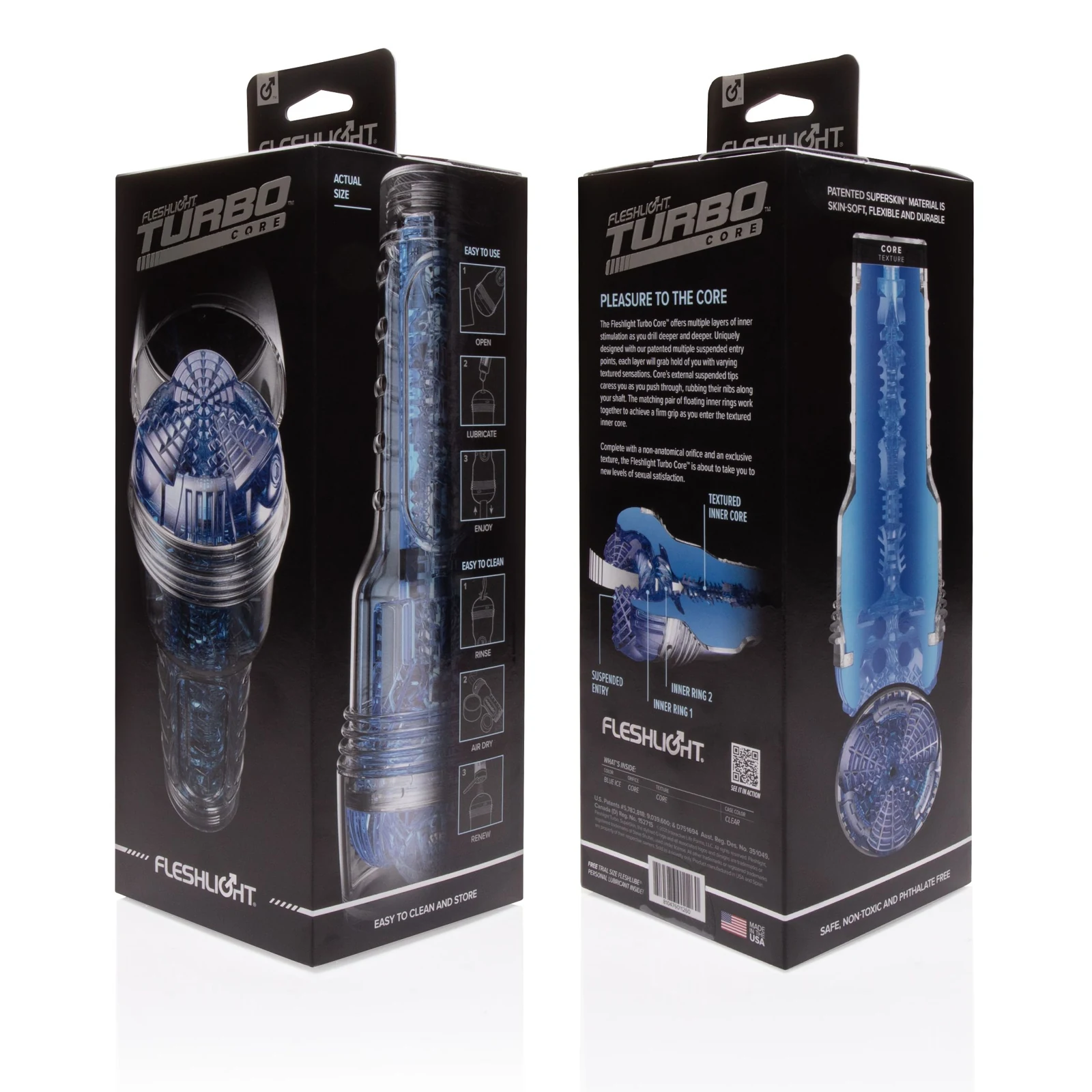 Transparenter Masturbator Fleshlight Turbo Core Ice mit Suction Control Cap